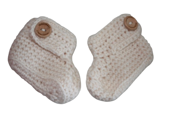 Ingehaakt baby boots beige