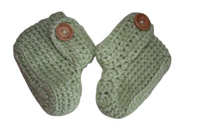 Ingehaakt baby boots mint