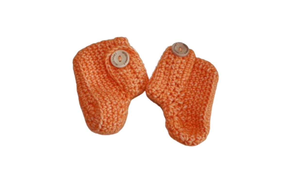 Ingehaakt baby boots oranje