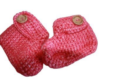 Ingehaakt baby boots roze