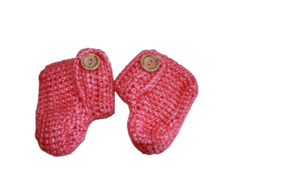 Ingehaakt baby boots roze 2