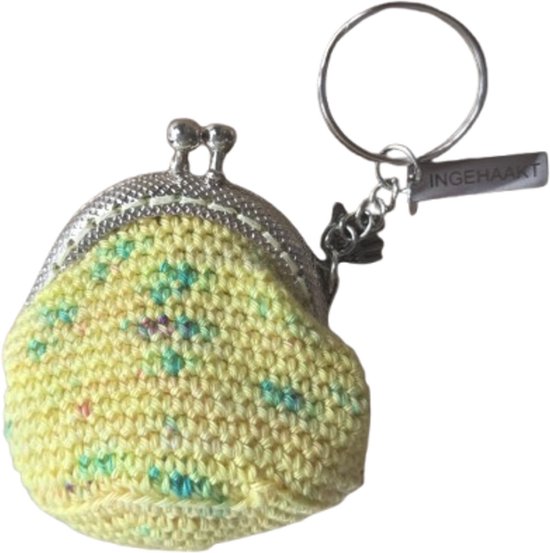 Gehaakte mini portemonnee sleutelhanger