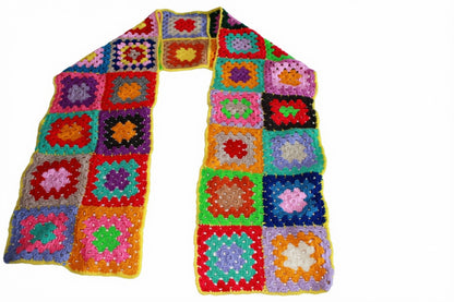 Granny square sjaal multicolour