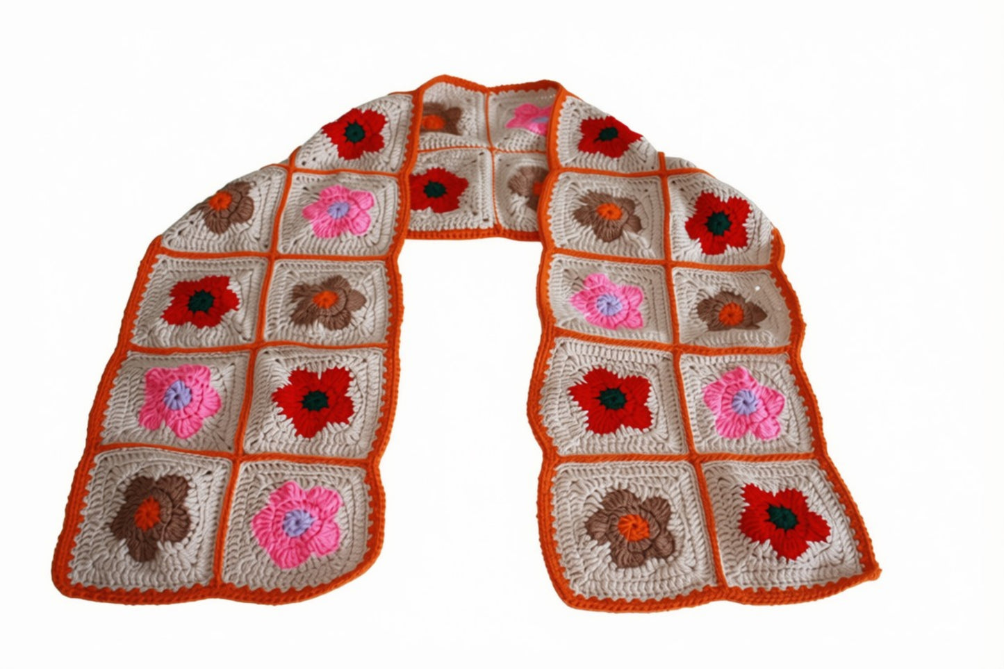 Granny square sjaal bloemen